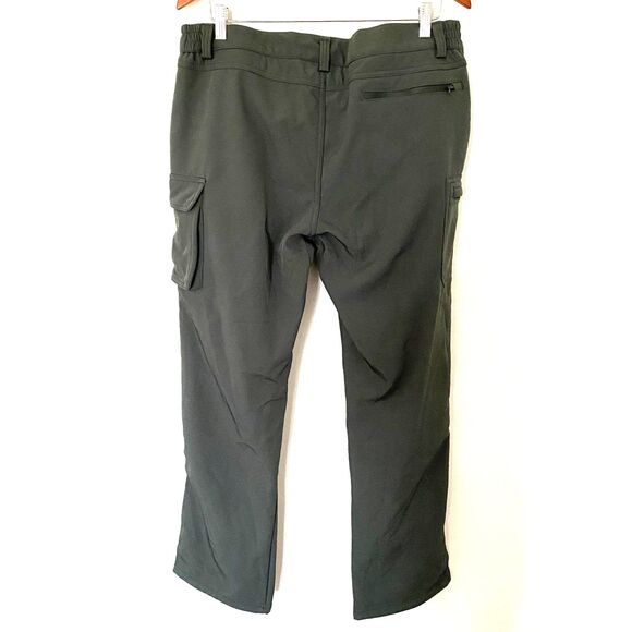 Fleece Lined Green Utility Cargo Pants Drawstring Pockets Wintercore Sz L (14) - Picture 2 of 10